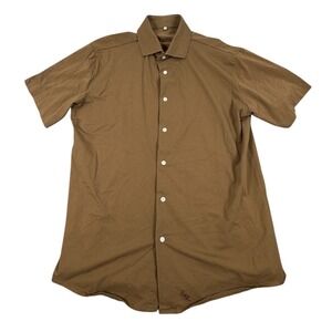 State and Liberty "The Lincoln" Olive Short Sleeve Button Down Ahtletic Fit 2XL